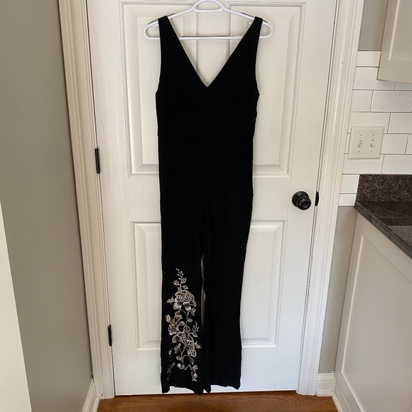 HD in Paris x Anthropologie Black Floral Embroidered Tal Jumpsuit 33927 - Picture 7 of 16